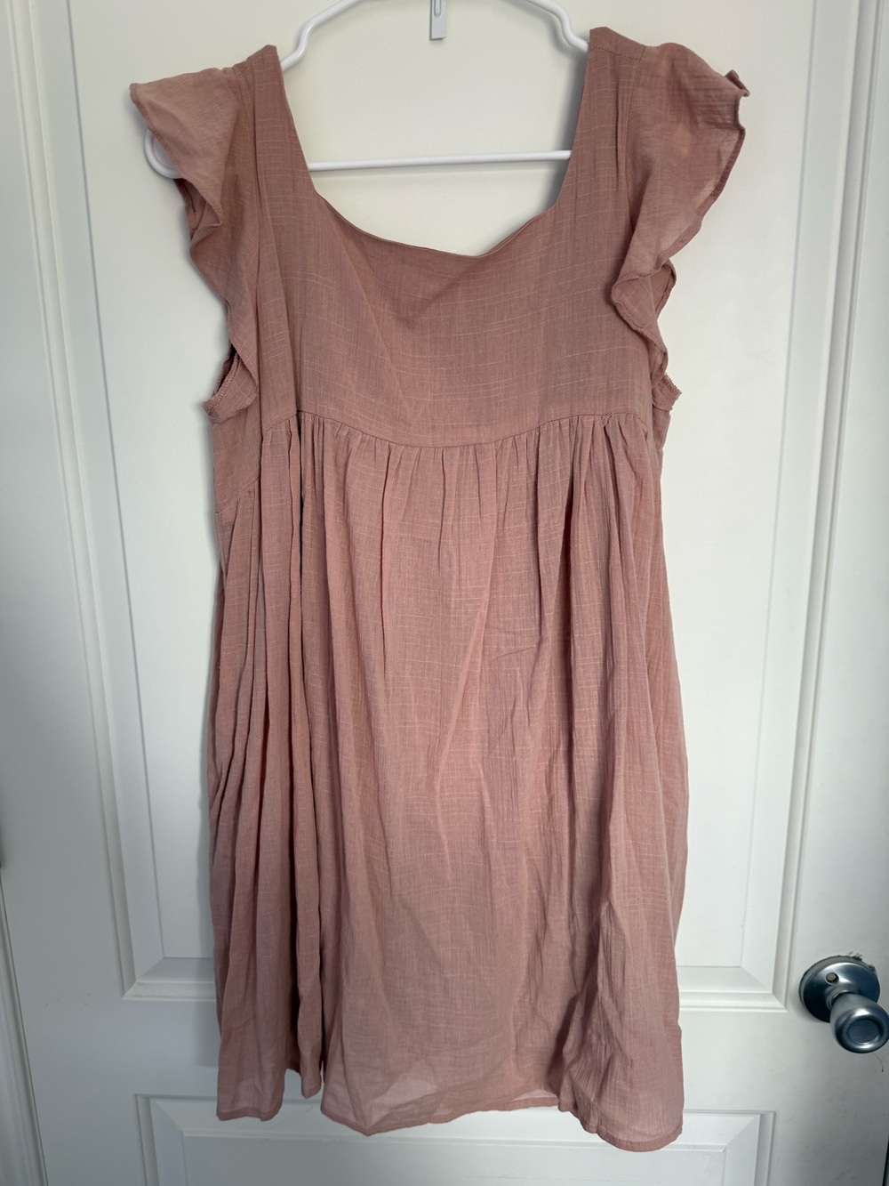 Listicle Dusty Pink Babydoll Flutter Sleeve Dress